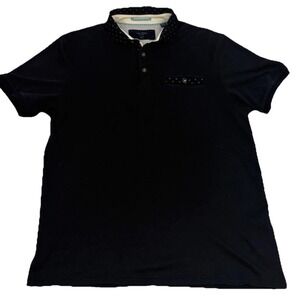 Ted Baker London Short Sleeve Polo Shirt Mens‎ Size 3 Medium Navy Blue Cotton